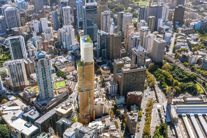 A drawing of a high rise building in Sydney CBD.