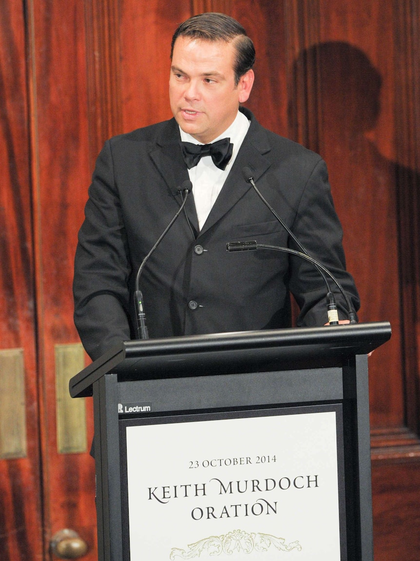 Lachlan Murdoch speaks at the annual Sir Keith Murdoch Oration at the State Library of Victoria.