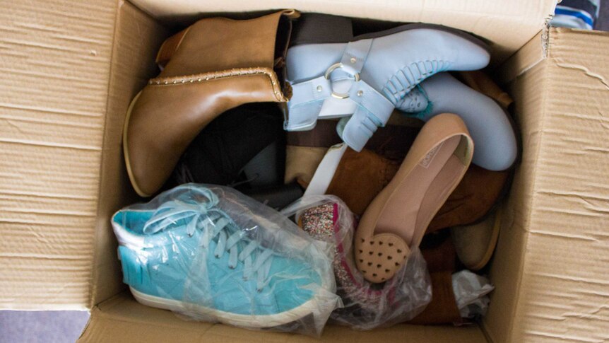A box full of shoes
