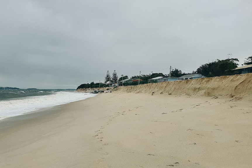 A sand cliffs forms on Jimmys Beach due to coastal erosion