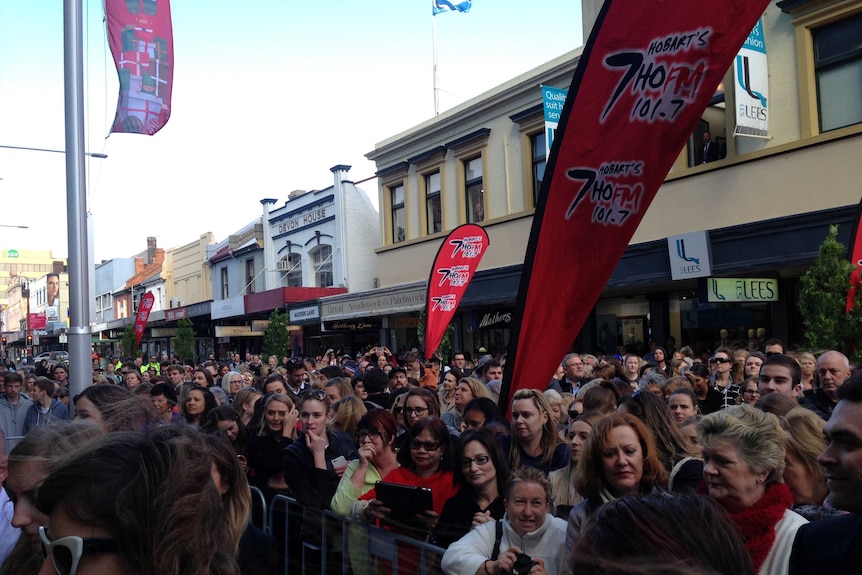 Hundreds line up for the opening of Myer in Hobart