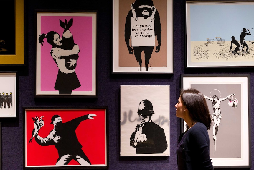 Banksy prints at a London auction house