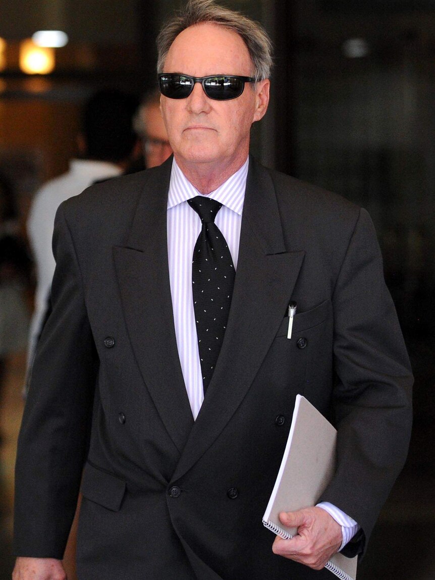 Former Hey Dad! actor Robert Hughes leaves the Downing Centre Court in Sydney.