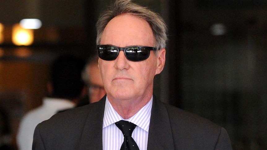 Former Hey Dad! actor Robert Hughes leaves the Downing Centre Court in Sydney.