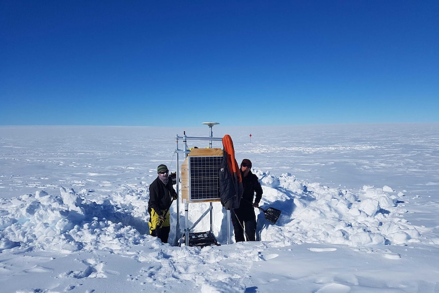 Scientists on Totten Glacier.