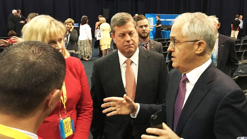 The Prime Minister with State Opposition Leader Tim Nicholls at the LNP convention