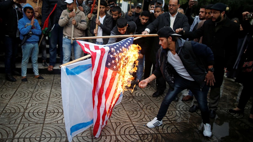 Protesters around the Middle East have taken to the streets, marching and burning American flags.