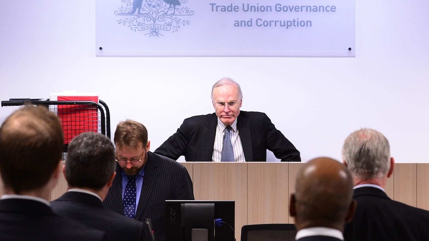 Dyson Heydon at the Royal Commission into Trade Union Governance and Corruption in Sydney.