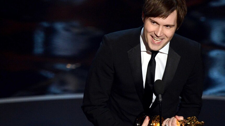 Shawn Christensen accepts his Best Live Action Short Film Oscar.