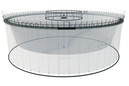 a diagram of a fortress pen used to keep atlantic salmon in and seals out