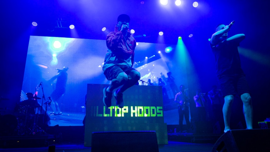Hilltop Hoods performing live at Falls Festival over 2018/19