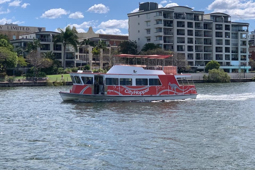 Wooden ferry on a river