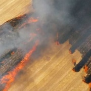 A bird's eye view of a crop fire