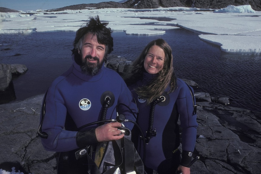 David Barrer and Elizabeth Barrer Cook in Antarctica