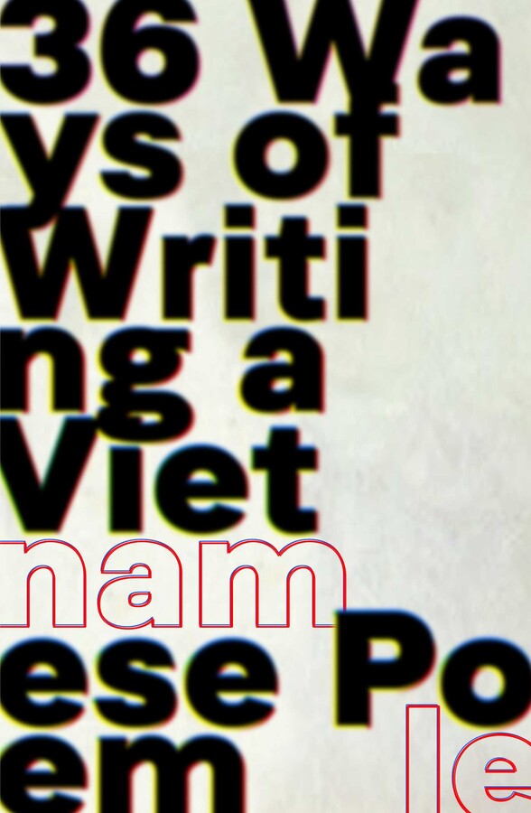 A book cover showing black block text on a white background with the words 'nam le' written in a pink outline