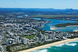 Aerial photo of beach to the hinterland.