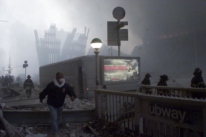 The aftermath on the ground after the 9/11 attacks.