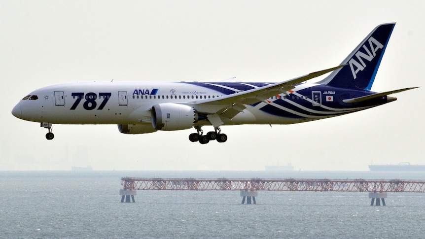 The first All Nippon Airways (ANA) Boeing 787 Dreamliner arrives at Tokyo's Haneda airport on September 28, 2011.