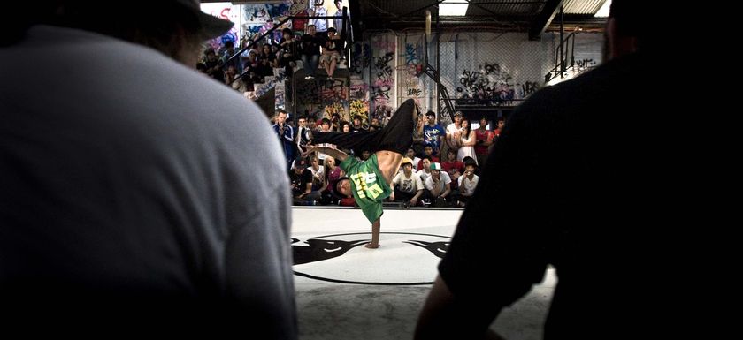 A competitor goes through his paces at Shadow Wars 5 break dancing championship