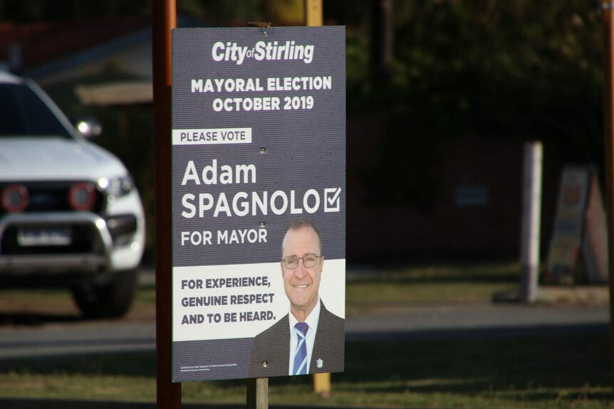 An election sign for Adam Spagnolo in Stirling.