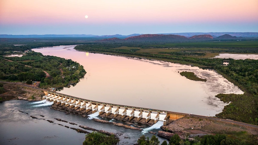 Aerial shot of the Diversion Dam at Kununurra