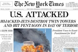 The front page of the New York Times from September 12, 2001.