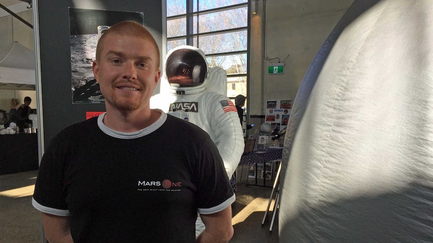Josh Richards spread the word about the red planet during the Festival of Bright Ideas in Hobart.