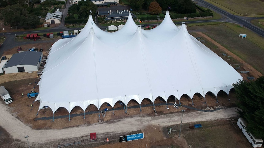 The world's largest modular tent has been put up in a paddock outside of Mount Gambier