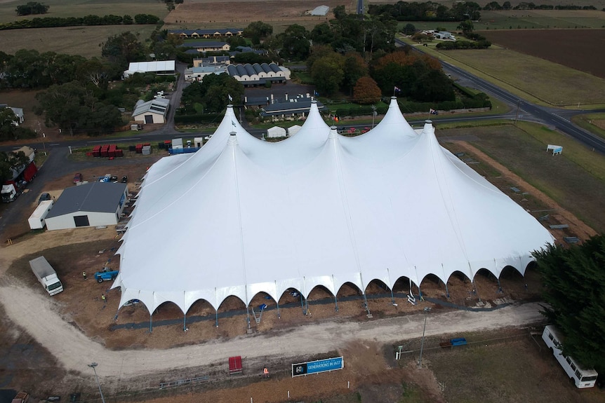 The world's largest modular tent has been put up in a paddock outside of Mount Gambier