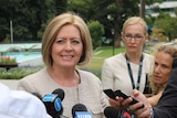 Close-up of Perth Lord Mayor Lisa Scaffidi with journalists.