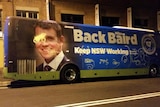 Mike Baird's vandalised election bus