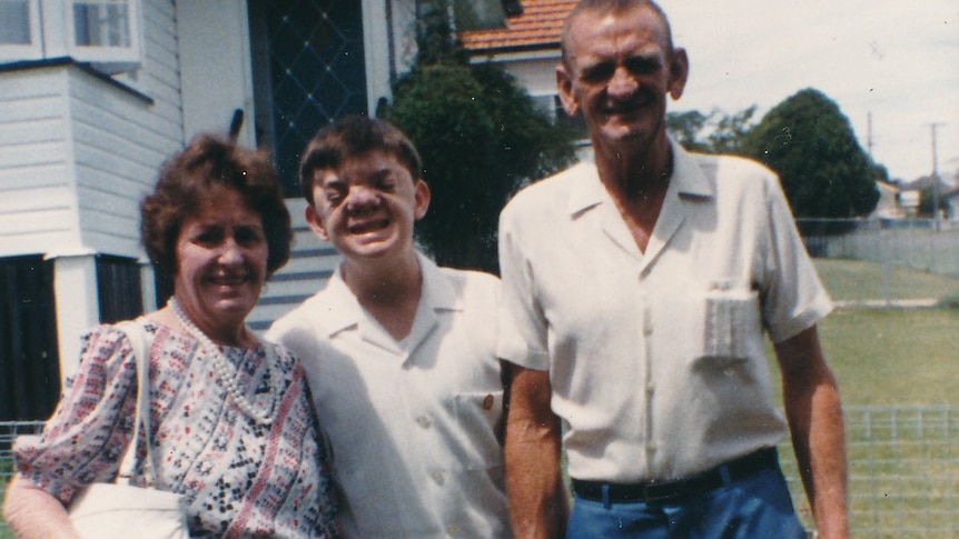 Robert Hoge with his parents aged 14, ahead of a bowls tournament.