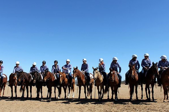 Students at the presentation ceremony after finishing their horsemanship challenge at the Longreach Agricultural College