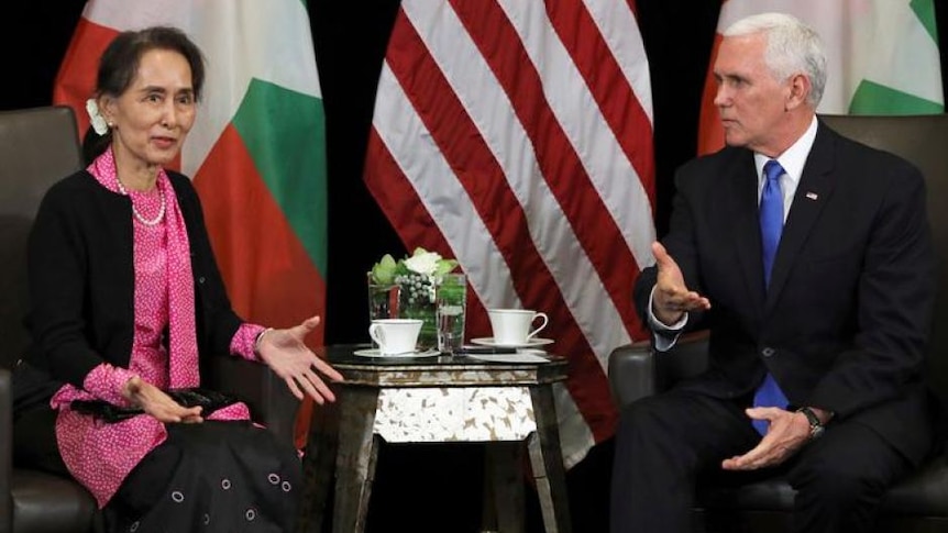 Mike Pence mengambil kesempatan untuk mengangkat isu Rohingya pada pertemuannya dengan Aung San Suu Kyi.