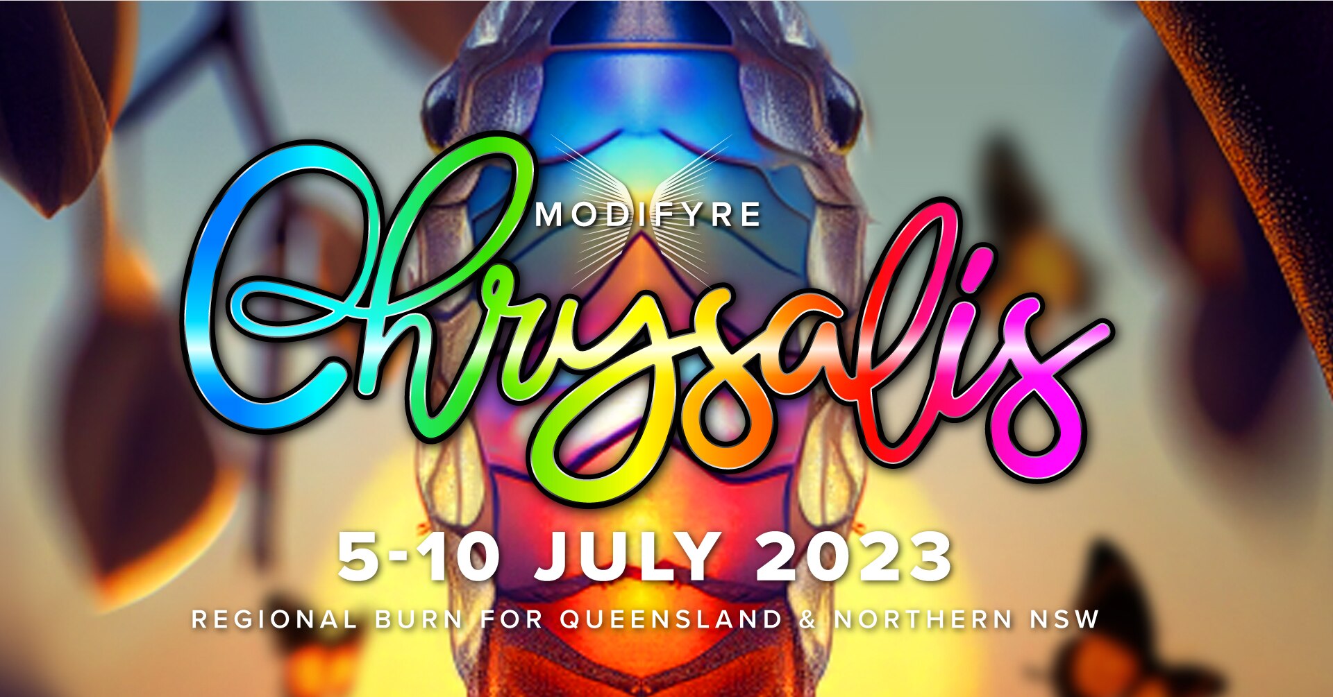 A rainbow cursive word reading Chyrsalis. 