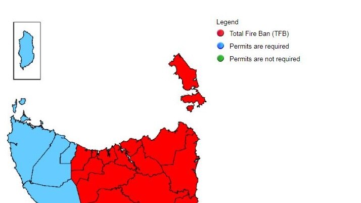 Tasmanian Fire Ban Map January 18 2018