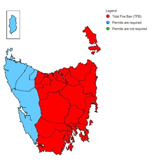 Tasmanian Fire Ban Map January 18 2018