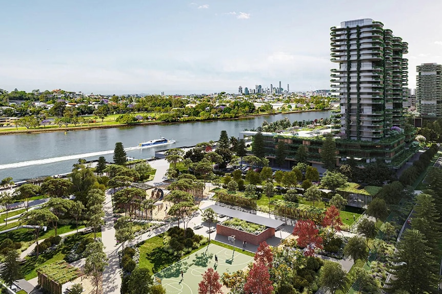 An artist's impression of the Hamilton Northshore development, on the Brisbane River.