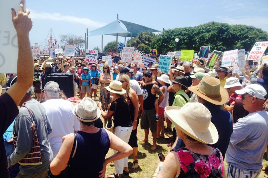 Protesters rally against high-rise development on Qld's Sunshine Coast