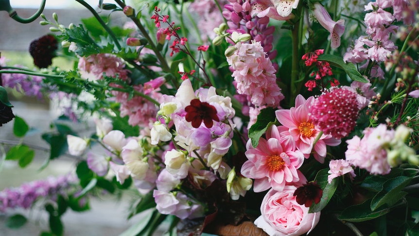 Close up of a colourful bunch of flowers