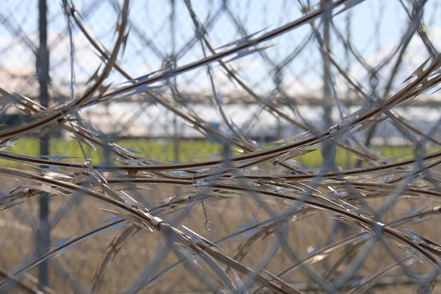 Barbed wire at Woodford Correctional Centre, north of Brisbane in April 2015