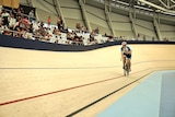 Olympian Anna Meares rides around the Anna Meares Velodrome