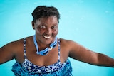 Kwakwa Lucie in the pool smiling