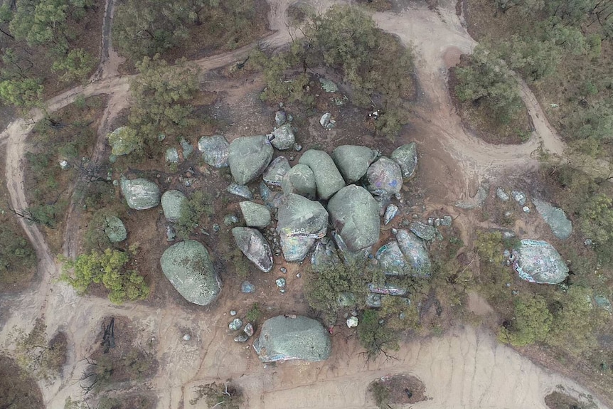 Birds eye view of Sisters Rocks