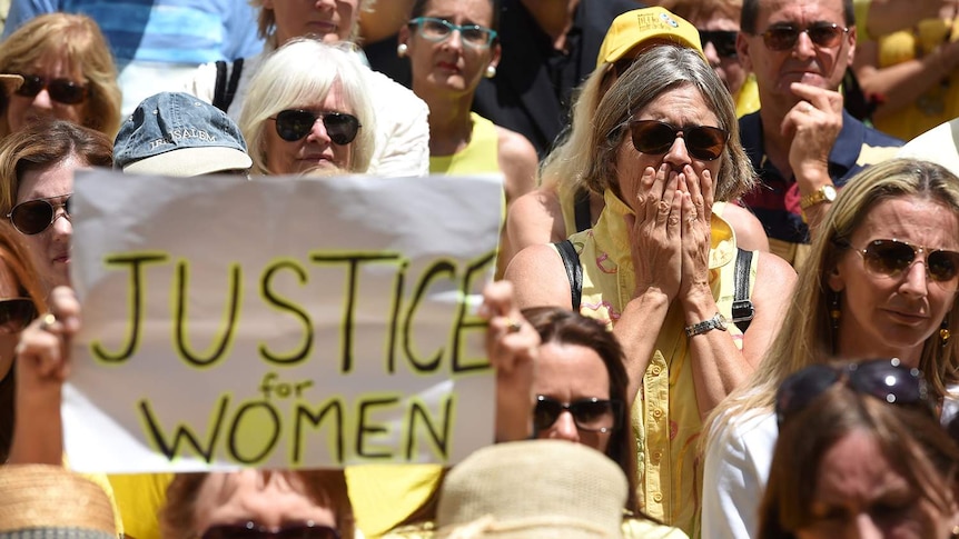 Emotional scenes from people at a Brisbane rally to support Allison Baden-Clay