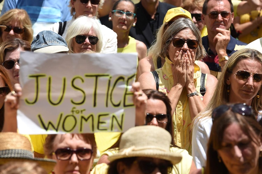 Emotional scenes from people at a Brisbane rally to support Allison Baden-Clay