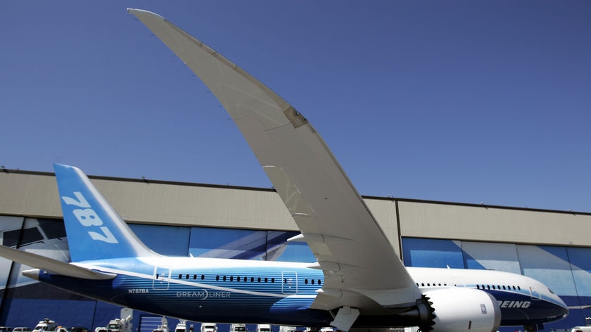 Green machine: The Boeing 787 Dreamliner has made its first public appearance.