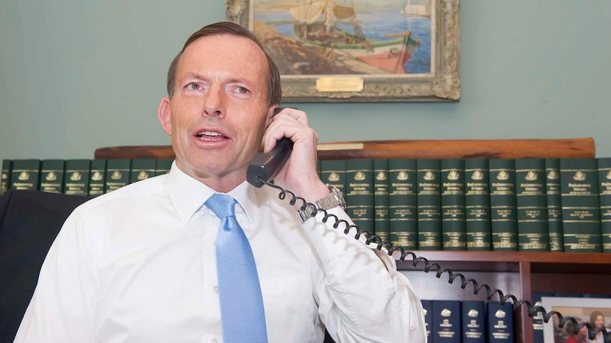 Tony Abbott on the phone to Barack Obama