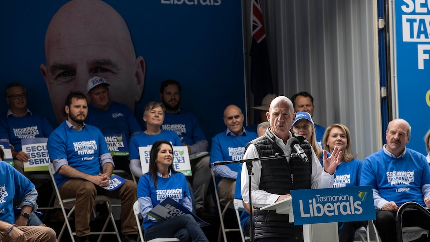 Tasmanian Liberal leader Peter Gutwein at party's launch of state election campaign