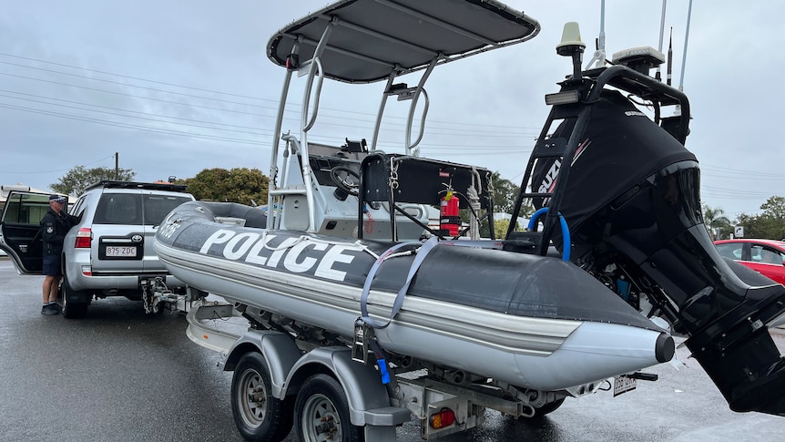 The police divers boat at the Rockhampton boat ramp